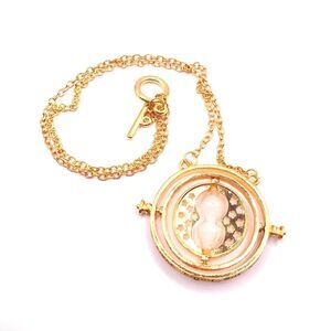 Gold Chain Rotating Hour Glass Pendant Necklace